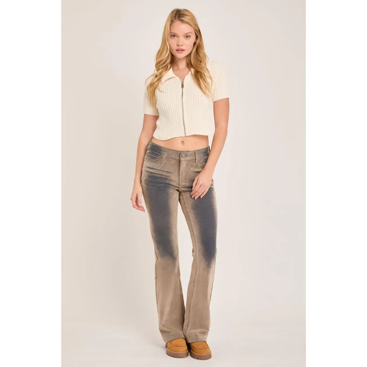 Fade - Flocked Denim Low Stretch Bootcut Jean