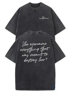 230G Washed T-Shirt with Fashionable Pattern Design at The Front And Back Made of High-Quality Wax Printed Machine Washable Suitable for Both Men Ay2k Vintage Streetwear Christmas