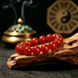 Red beaded bracelet for men and women — auspicious peace, wealth attraction, and blessings