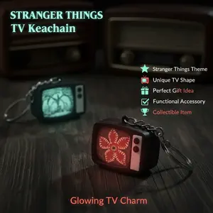 Stranger Things Mini TV Keychain Monster TV Glow Keychain with Carnivorous Plant Pattern for TV Bag Hanging Ideal for Fans & Quirky Accessories
