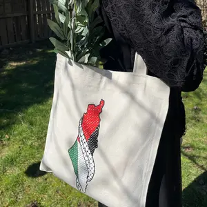 Palestine map keffieyeh tote bag