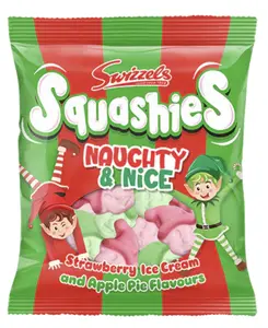 Squashies Naughty and Nice Christmas candy Flavors Soft Chewy Gummies Imported UK Candy Sweet Snack Bonbon - Sugar Tasty
