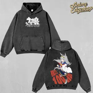 Retro Vintage Uma Musume Vintage Washed Hoodie & T-Shirt, Unisex Oversized Heavyweight Cotton Top, Pretty Derby Anime Streetwear Outfit, Gift for Otaku Fans & Y2K Grunge Lovers Menswear