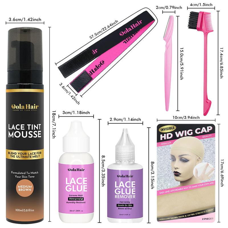 Dolahair Lace Tint Mousse For Wigs Tint Foam Melting Mousse For Lace Front Wig Install Kit Knots Bleaching With 2 Melting Band Lace Glue Adhesive