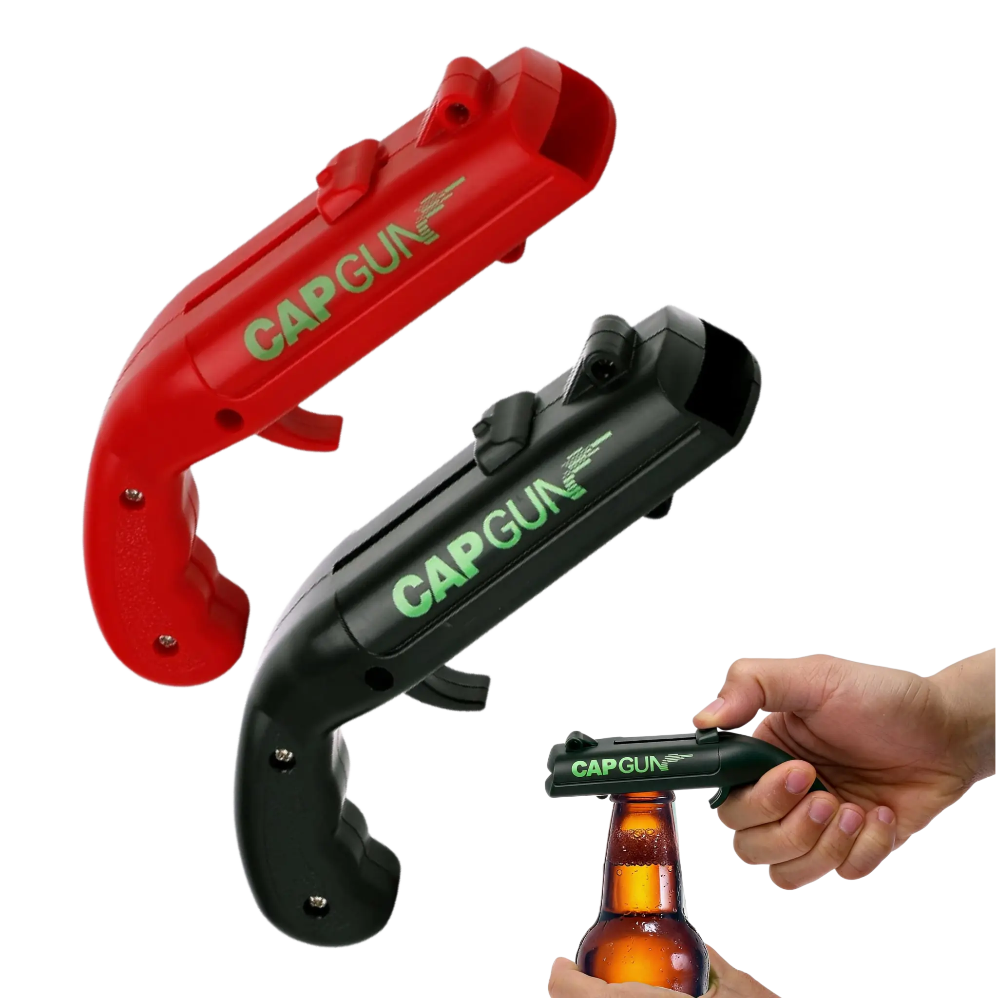 Gun Shape Lightweight ABS Plastic Kitchen Bar Utensil - Funny Beer Bottle Opener, Party Favor Gag Gift, Comfortable Grip, Long Shot Range, Ideal for Beer Lovers, Camping Occasions, Cap Removal Tool Bottle Openers