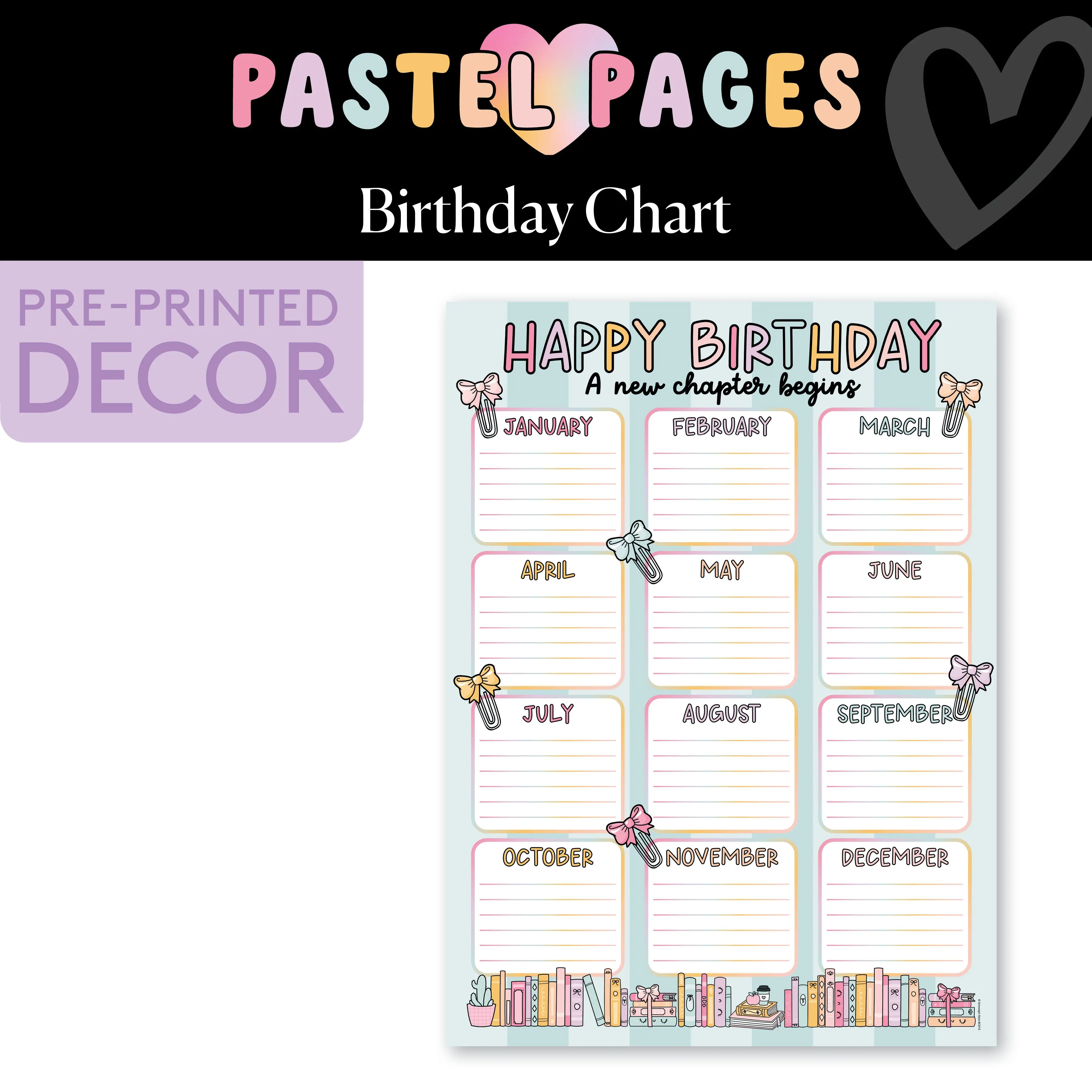 Boho Pastel Birthday Chart | Pastel Pages