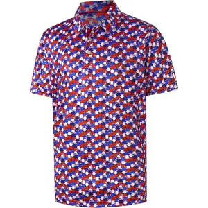 Mens Golf Shirt Short Sleeve Dry Fit Print Moisture Wicking Performance Patterns Collared Polo Shirt