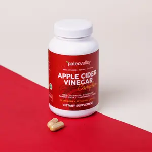 Paleovalley Apple Cider Vinegar Complex with Superfoods Turmeric Ginger Ceylon Cinnamon and Lemon 90 Capsules Organic Support for Gut Health
