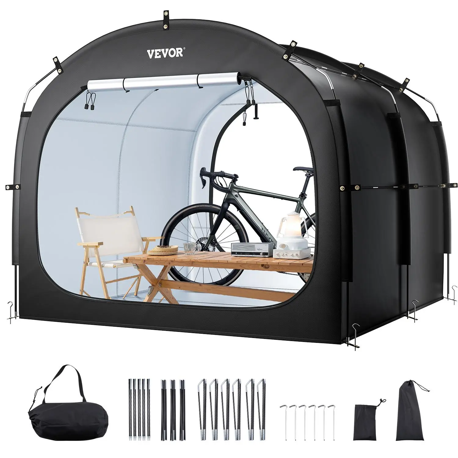 【summerfinds】VEVOR Bike Storage Tent, bike storage shed for outdoor, Waterproof Bicycle Shed for 5+ Bikes with Ventilated Window, High-Strength Fiberglass Frame & Dual Zippers for Backyard, Patio, Garden