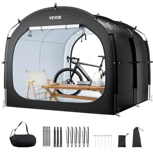 VEVOR Bike Storage Tent, 5 Bikes, Outdoor Spacious Bike Storage Tent with Ventilated Window, Waterproof Easy-to-Install Bike Tent with High Strength Fiberglass & Dual Zippers, Fit for Bicycle