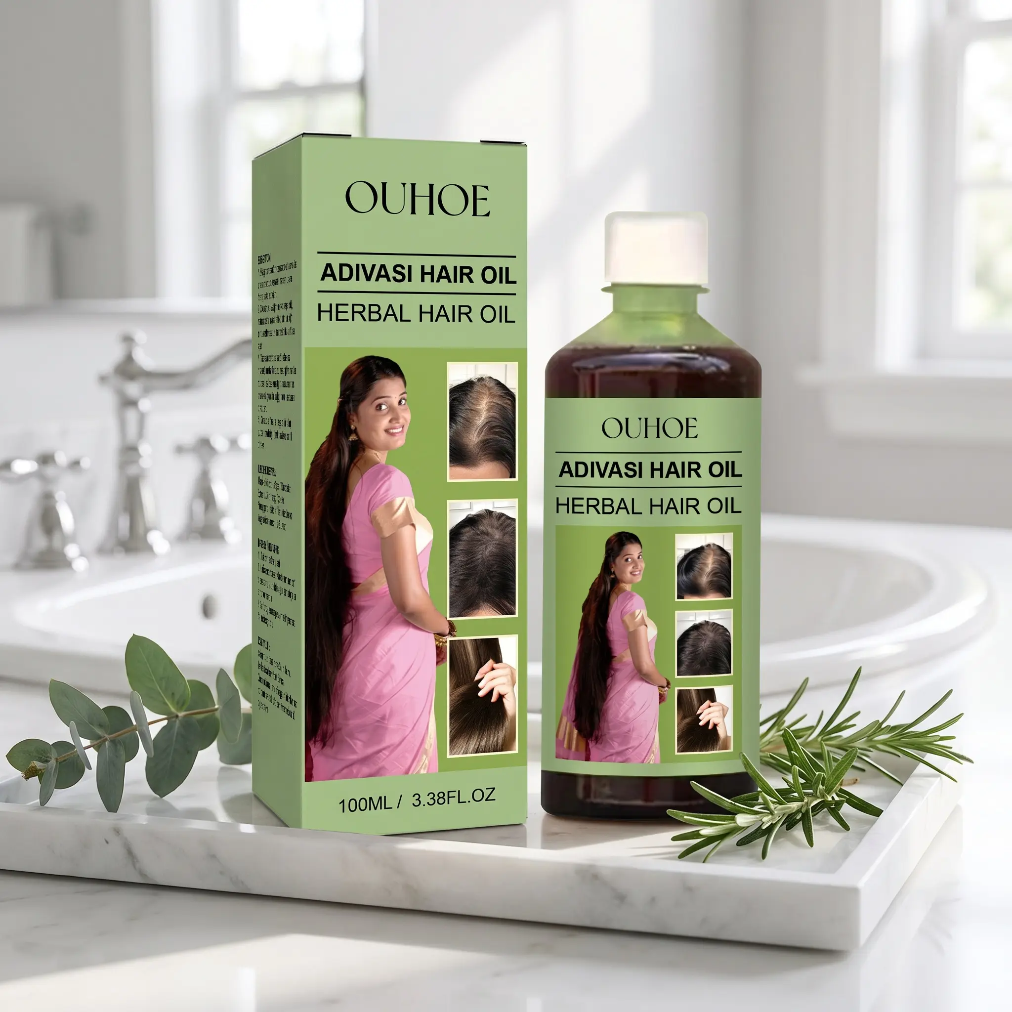 Thickening Hair Essence Set | 100 mL small bottle | Mineral oil, hydrogenated castor oil, rosemary leaf oil, He Shou Wu root extract | Scalp care regimen for fuller hair | Scalp care system