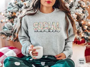 Floral Social Worker Sweatshirt, School Social Worker Sweat, Social Work Month Gift For Social Worker Crewneck