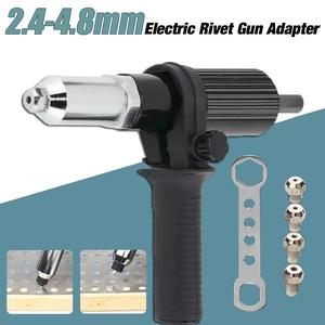 Pop Rivet Gun Tool Kit - Cordless Rivet Drill Attachment Power Drill Adapter Converter for 2.4MM/3.2MM/4.0MM/4.8MM Insert Fastening Heavy Duty Portable Black