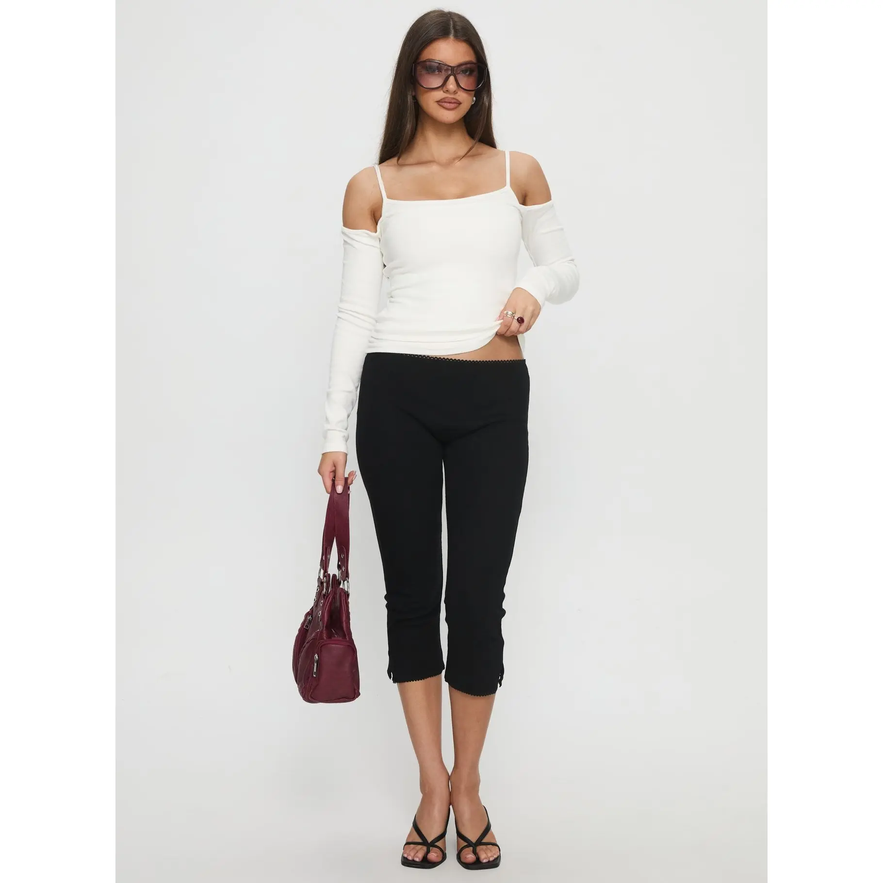 Baseline Rib Capri Pants Black - TikTok Shop