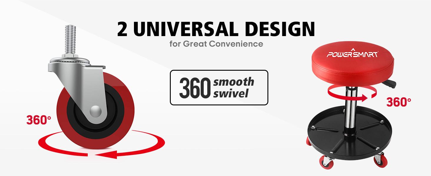 PowerSmart 360° Rolling Mechanic Stool with Tool Tray, Adjustable 15-20 Inches, 300 lbs Capacity, Comfortable & Durable for Garage/Shop Use(PS1101) PowerSmart 360° Rolling Mechanic Stool with Tool Tray, Adjustable 15-20 Inches, 300 lbs Capacity, Comfortable & Durable for Garage/Shop Use(PS1101)