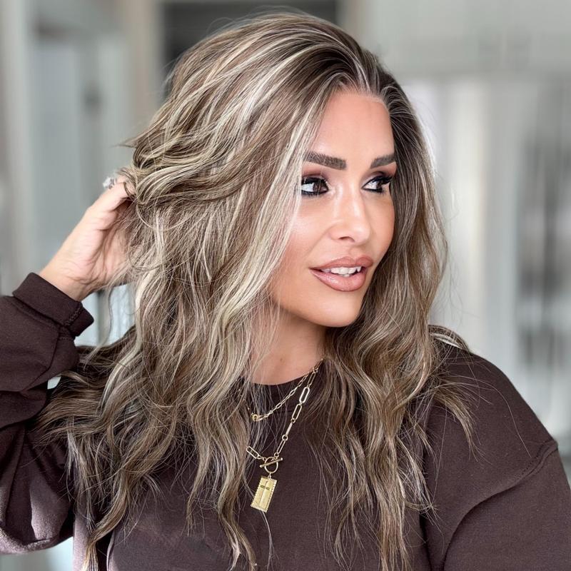 AISOM Mila Iced Latte Free Part Lace Front Wig with Scandinavian Hairline Glueless Wig 16 Inch Low Density Heat Friendly Synthetic Hair Wig Daily Use