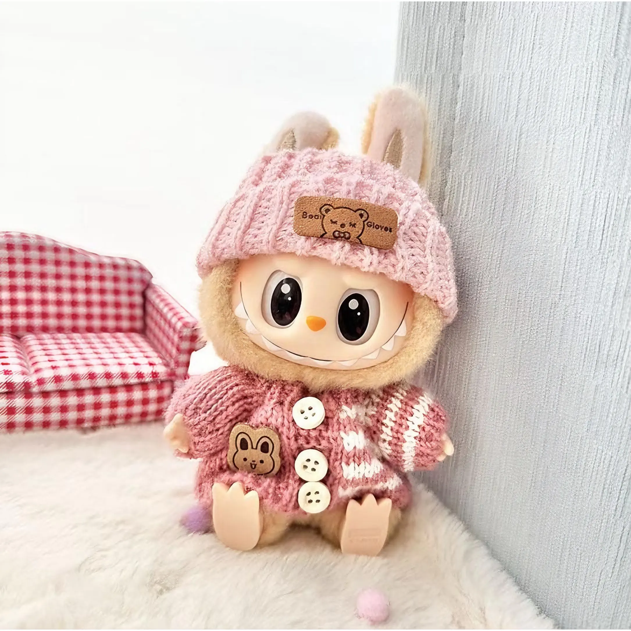 Labubu Fashion Doll Set without Doll, Handmade Clothing, Bag, Hat 3 Piece Set for 1st and 2nd Generation Labubu, Dolls Gifts, Perfect Gift for Daughter's Birthday and Anniversaries