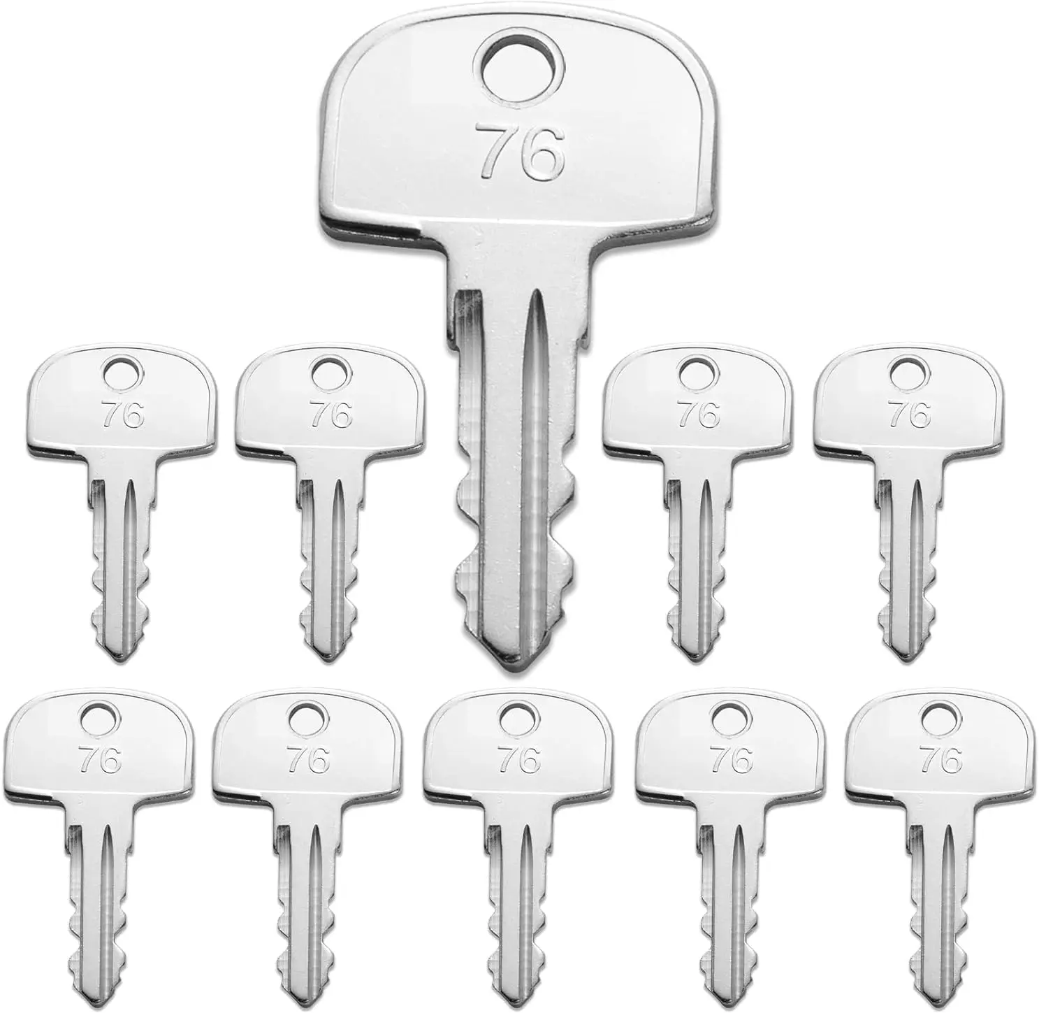 10-Piece Serrated Durable 601 Heavy Ignition Keys with Shoulder, Number & Marking - 54mm Length, 29mm Width Millimeter-Sized Replacements for Sany CTL Excavators, Cranes, Takeuchi Mini Excavators - 10 Identical Keys for Fleet Managers
