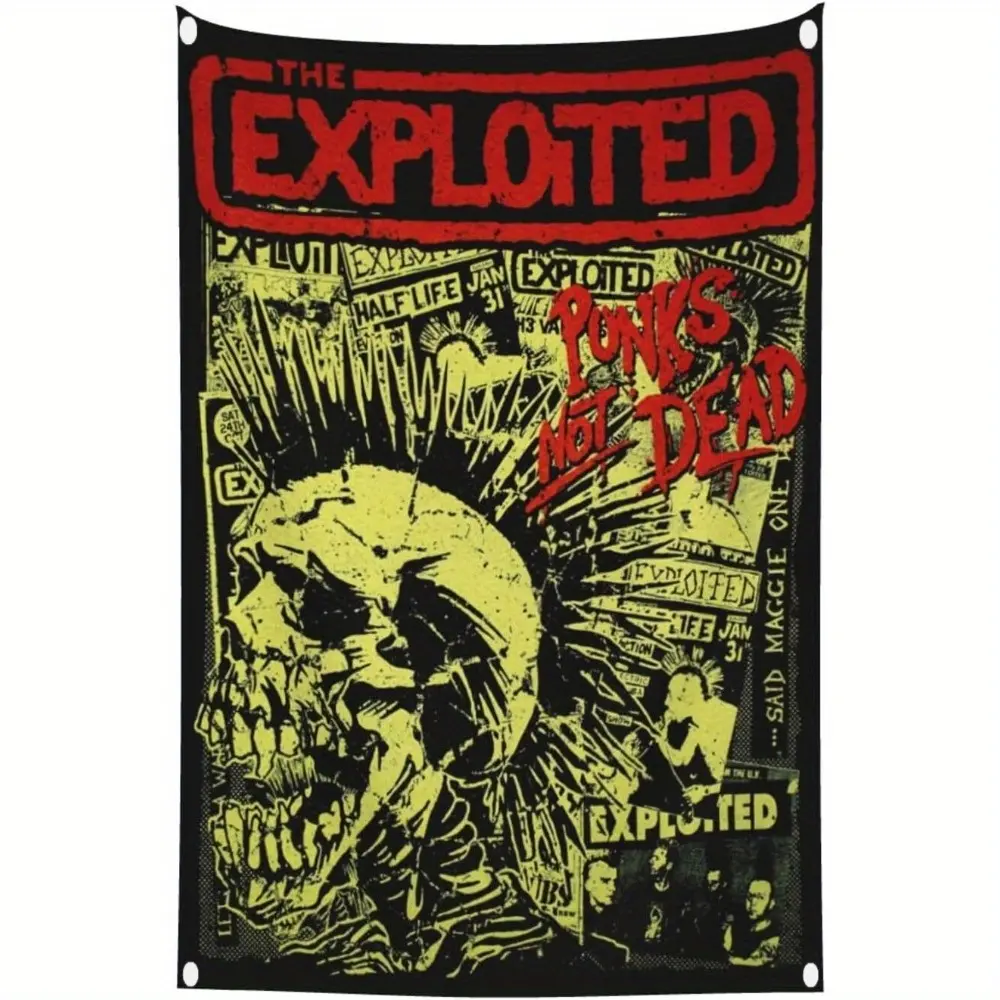 1pc The Expl%Oaked Band Tapestry Wall Hanging - 91.44x152.4cm Polyester Flag Poster with 4 Grommets, Punk Rock Art Decor for Living Room, Bedroom, Dorm, for Man Cave - No Electricity Needed, Punk Rock Decor