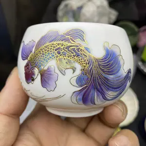 Master handmade tea cup, master cup, luminous carp