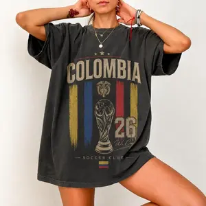 Comfort Color Colombia 26 Football Fan Shirt, Vintage Distressed Soccer Graphic Tee, Colombian Pride Sports Apparel