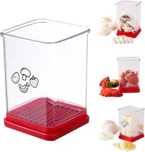 Stainless Steel Fruit Slicer, Red Multifunctional Portable Kitchen Utensil - Suitable for Strawberries, Bananas - Ideal for Vegetable Salads