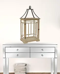 HomeRoots 517619 31 in. Black Flameless Floor Lantern Candle Holder, Set of 2