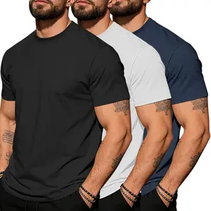 3-Pack Men's Summer Short-Sleeve Top Solid Color Crew Neck Pure Cotton Casual Sporty Style Menswear Tshirt