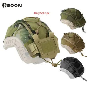 BOOIU Tactical Helmet Cover with Battery Pouch for Fast Helmet 500D Nylon Helmet Cover Battery Pack Hunting Outdoor Sport Helmet Accessories Sports Protective Gear