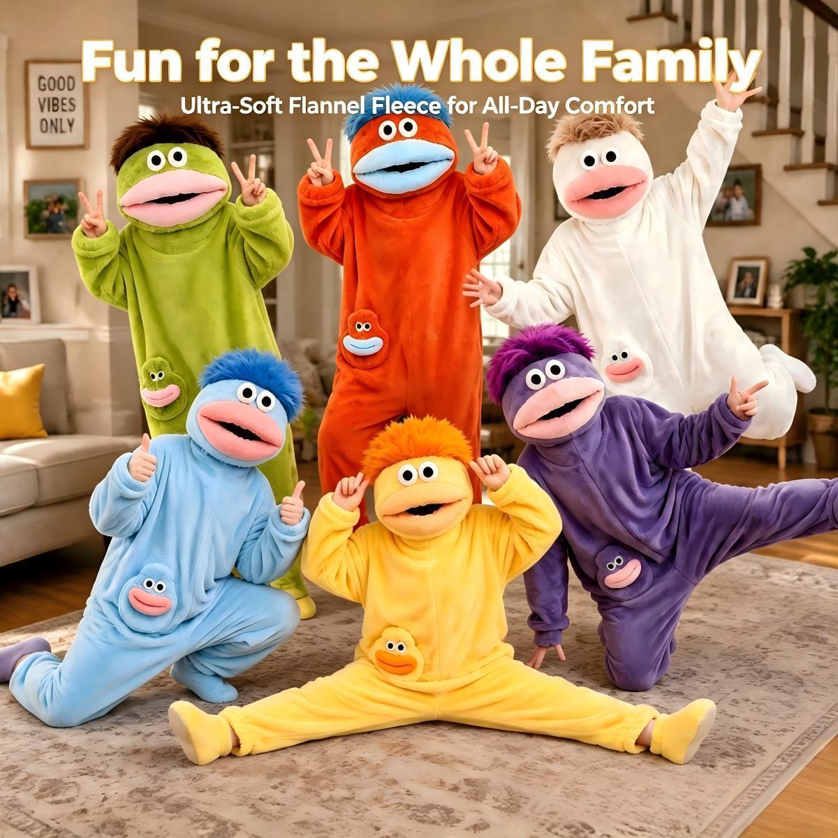 Matching Family Flannel Onesie Pajamas for Kids & Adults, Oversized Wearable Blanket Jumpsuit Soft Plush Cozy Loungewear, TikTok Viral Funny Monster Costume for Halloween Parties, Birthday & Holiday Gifts