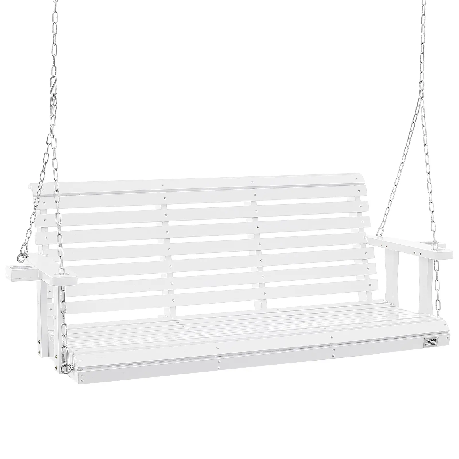 【Summerfinds】VEVOR Wooden Porch Swing 5.5 ft Patio bench swing for Courtyard & GardenUpgraded 880 lbs Strong Load CapacityHeavy Duty Swing Chair Bench with Hanging Chains for OutdoorsWhite