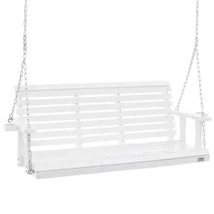 VEVOR Wooden Porch Swing 5.5 ft, TikTokShopBlackFriday, Patio bench swing for Courtyard & Garden, Upgraded 880 lbs Strong Load Capacity, Heavy Duty Swing Chair Bench with Hanging Chains for Outdoors, White