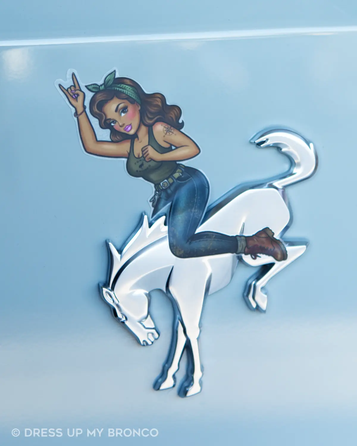 Trail Babe Sun-Kissed — Bronco Rear Emblem Vinyl Decal (Off-Road Edition)