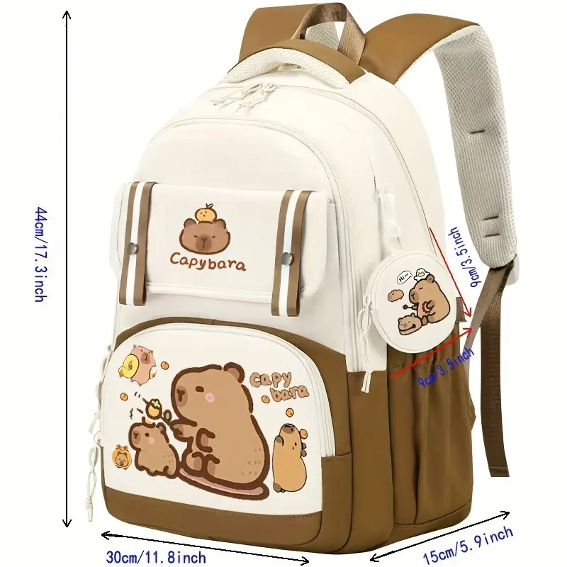 Capybara Casual Backpack for Teens, Cute Animal Printed School Backpack, Unisex Lightweight Large Capacity Travel Bookbag for Middle School High School Outdoor Daily Commute Vacation Back to School Gift