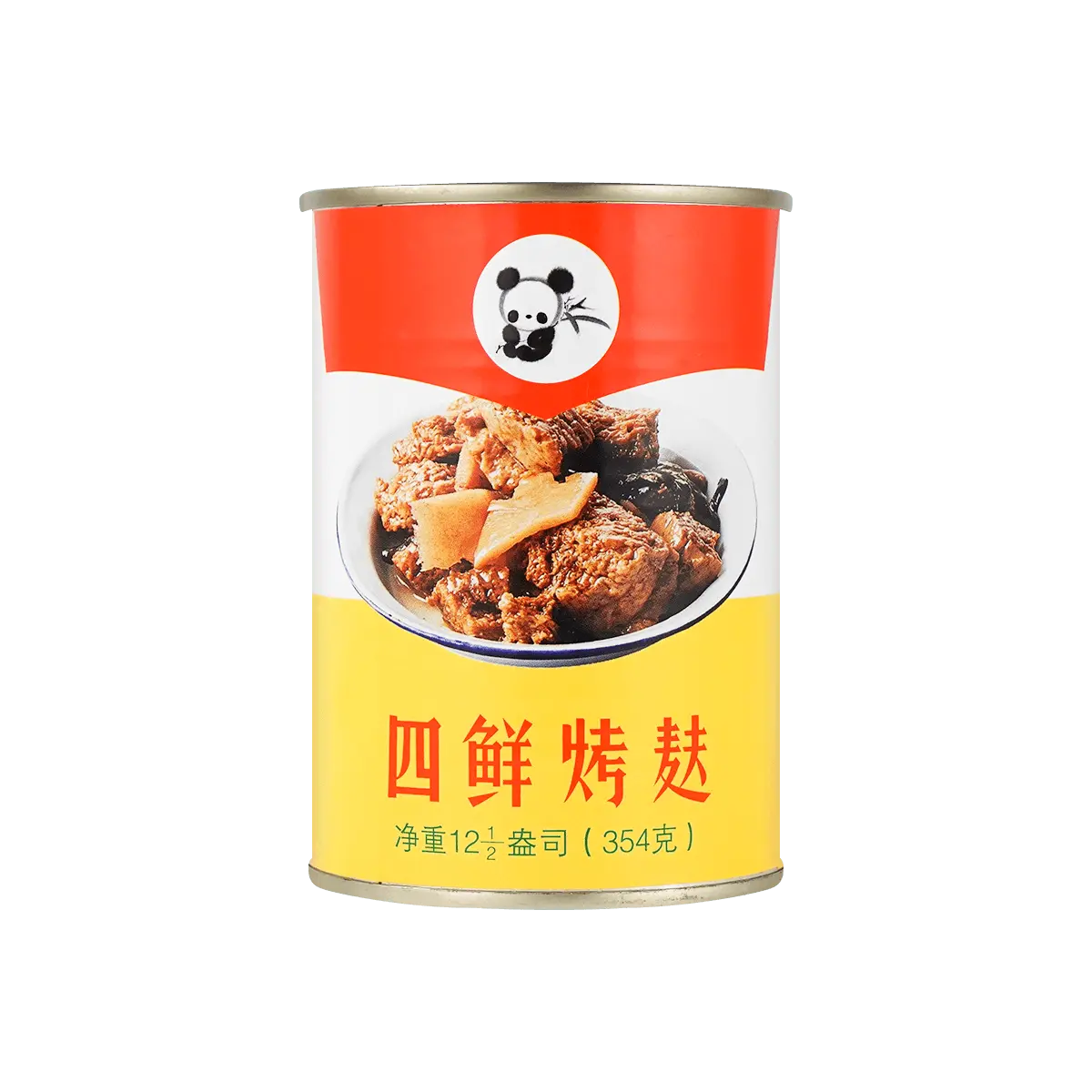 PANDA Shanghai Style Braised Wheat Gluten Canned - Ready-to-Eat Savory Side Dish, 354g