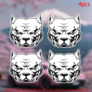4pcs-Large pitbull dog head car bonnet side sticker decal vinyl bulldog dogs-car stickers for doors, windows, laptops, luggage, furniture and bumpers-durable adhesive vinyl material