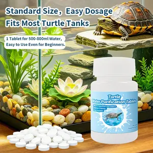 Turtle Tank Daily Care Tablets, Gentle Water Quality Regulator, Adsorbs Floating Debris, Keeps Water Fresh, Practical Reptile Feeding Accessories
