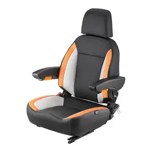 Forklift Seat Mower Tractor Seat Adjustable Back Seatbelt & Headrest