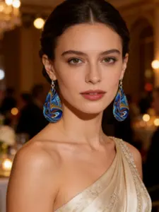 Bohemian Fashion Water Drop Earrings, Blue Swirl Pattern, Simple Design, Perfect for Fashion, Essential Accessory, Statement Earrings