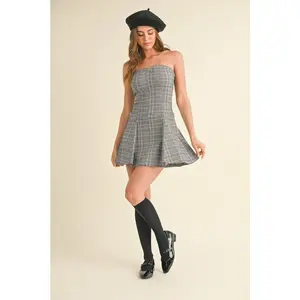 Polly Strapless Plaid Mini Dress