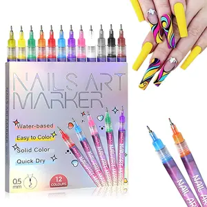 DIY Nail Art Quick Drying Acrylic Painting and 3D Dot Embroidery Acrylic Nail - On Nails Quick Drying Dot Stitching Nail Art Pen for Home and Salon DIY, Nail Care Manicure Cosmetic，Nail Doodle Pen
