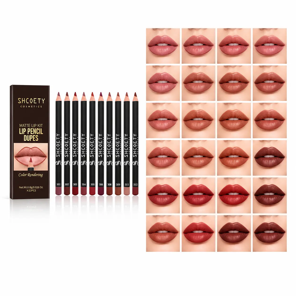 Lip Smudger,Lip Stain Marker ,12-Piece Matte Lipliners Pencil Kit - 0.8g Long-Lasting, Waterproof, High Pigment Density Creamy Wooden Pencils for Precise Contouring, Includes Nude, Berries, Brick Reds Shades, for Makeup Beginners, Daily Beauty Use
