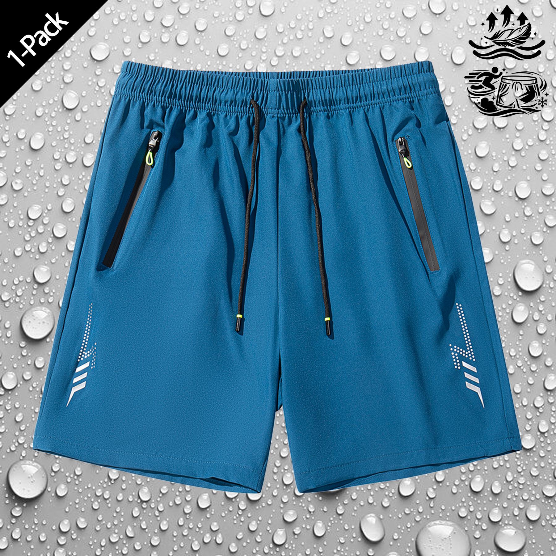 Men’s quick-dry athletic shorts — reflective running and fitness high-performance bottoms with a high elastic waistband and side zippered pockets. Suitable for workouts, jogging, basketball training, hiking, fitness, yoga, outdoor activities, and everyday