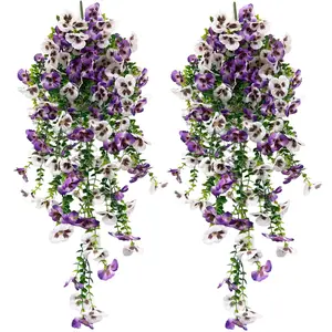 Outdoor Artificial Hanging Flowers, Decorative, UV Resistant, Non-Fading Fake Plants, Faux Hanging Plant, Suitable for Outdoor Pots, Home Garden, Porch, Yard Decor