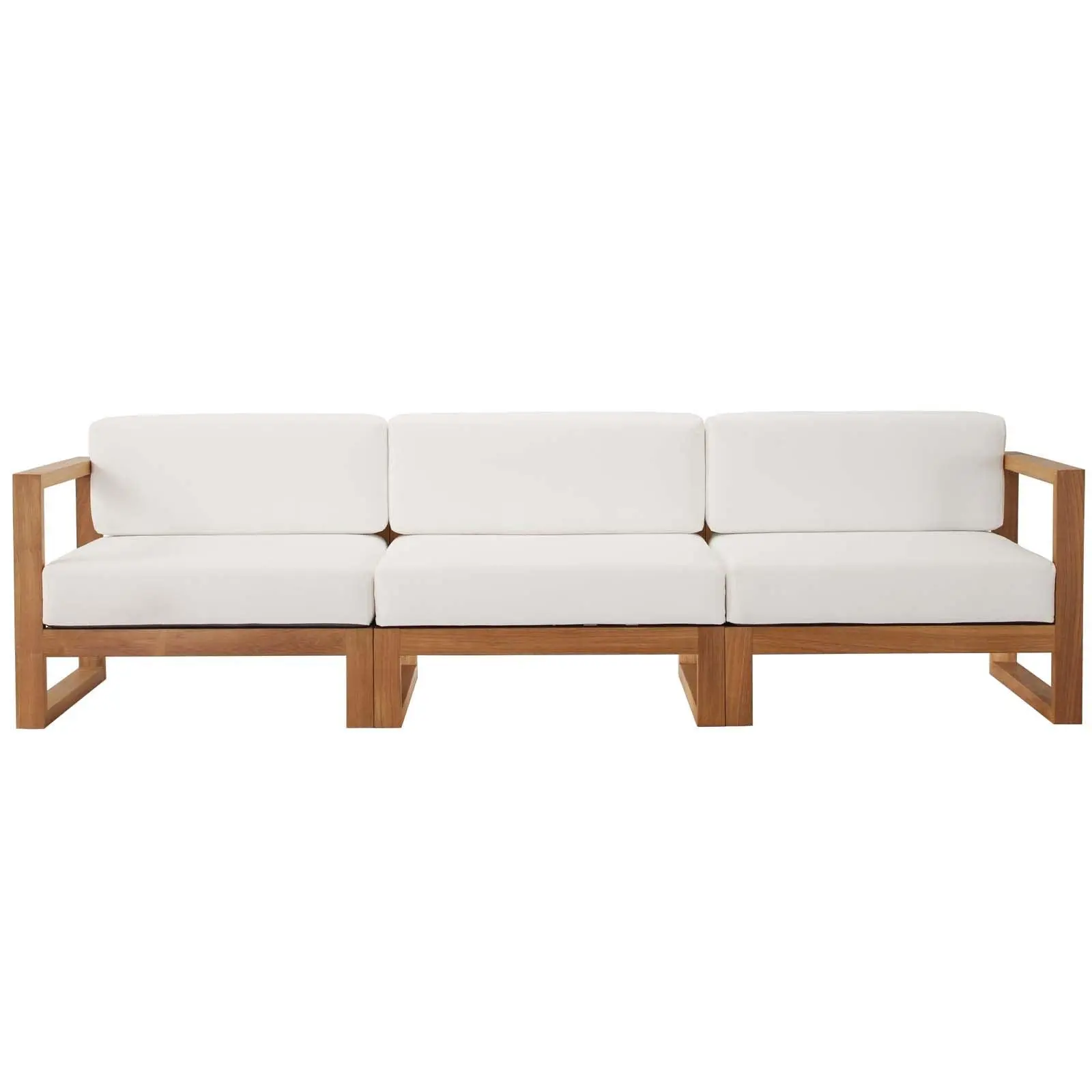 Modway Upland Outdoor Patio Teak Wood 3-Piece Sectional Sofa Set, EEI-4254