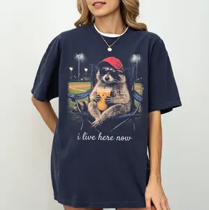 NEW Comfort Colors Raccoon I live Here Now Shirt, Raccoon Drinking Iced Coffee Shirt, Ballfield Dark Shirt, Baseball field, Baseball Mama TeeMother's Day Gift #mothersdaygift #momlife #momshirt #giftformom #tiktokshopfinds #viraltee #momstyle #mama