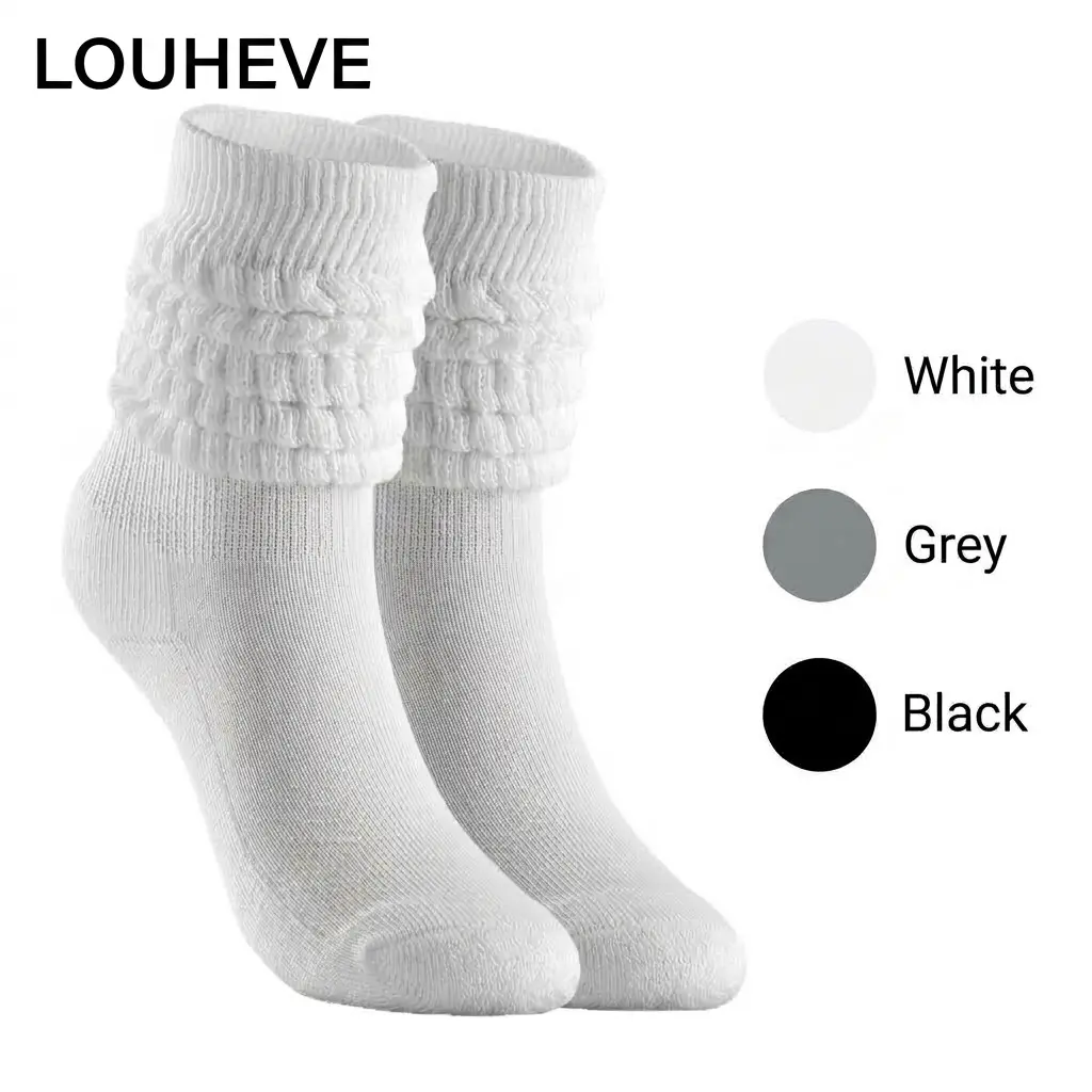 Women's Cozy 1/3-Pair Scrunch Long Crew Socks - casualcomfy sock,Soft, Breathable Fabric Socks for Working Out,Casual, Vintage Activewear Outfits, Size 5-9 Chic Styleslouch socks ,scrunchie socks ,scrunch socks,Womenswear