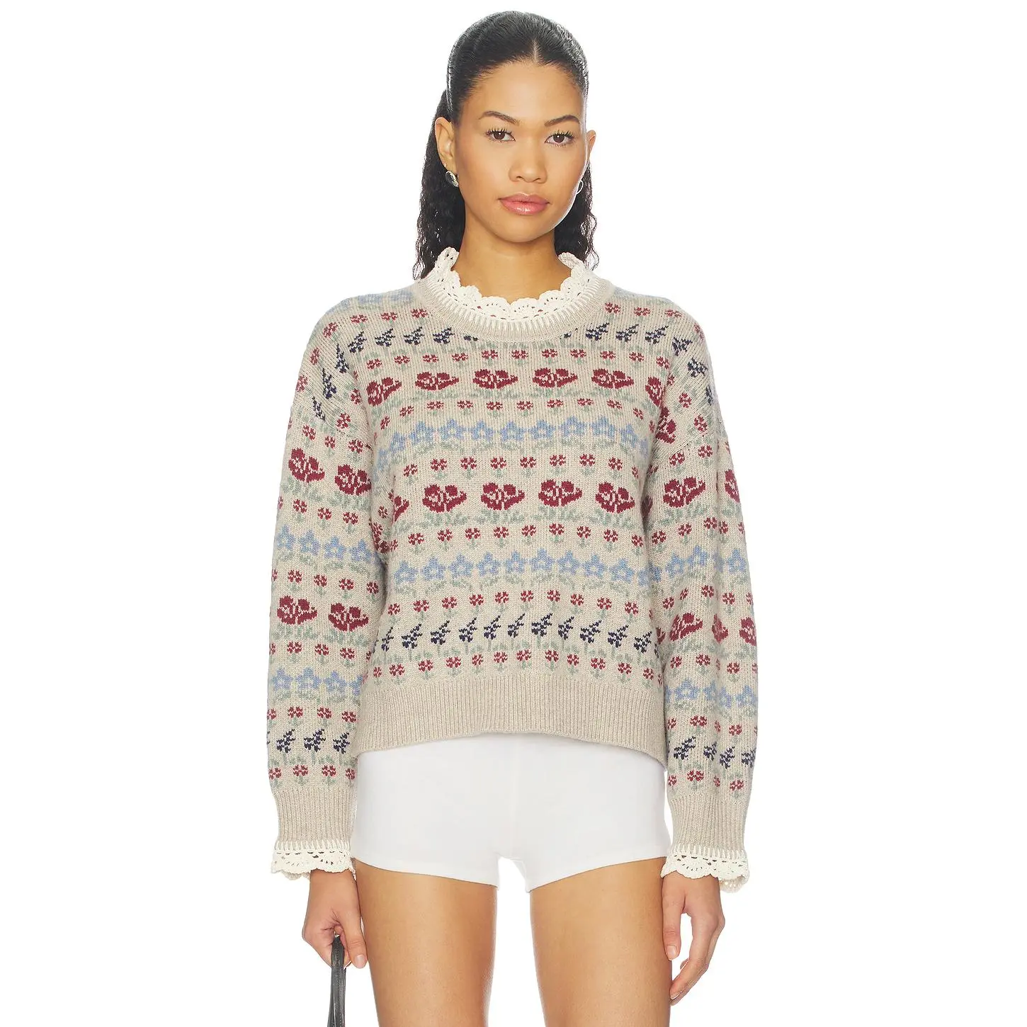 Sea Preston Knit Crew Neck Sweater in Cream