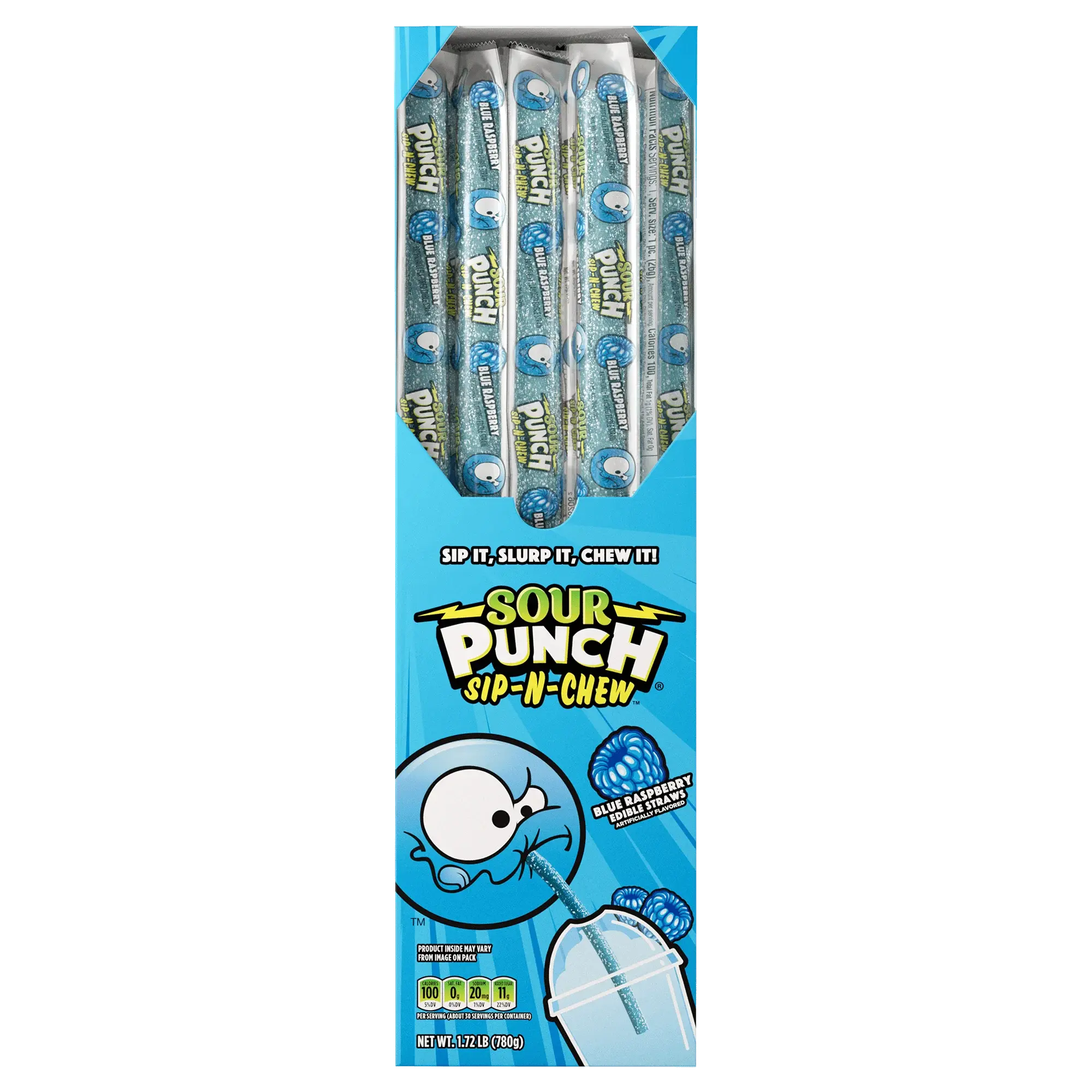 Sour Punch Blue Raspberry Sip-N-Chew Straws Sour Punch Blue Raspberry Sip-N-Chew Straws