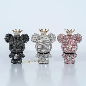 Bling Cute Car Ornament Air Freshener, Shiny Crystal Bear with Vent Clip, Rhinestone Car Interior Decor, Diamond Bear Air Freshener